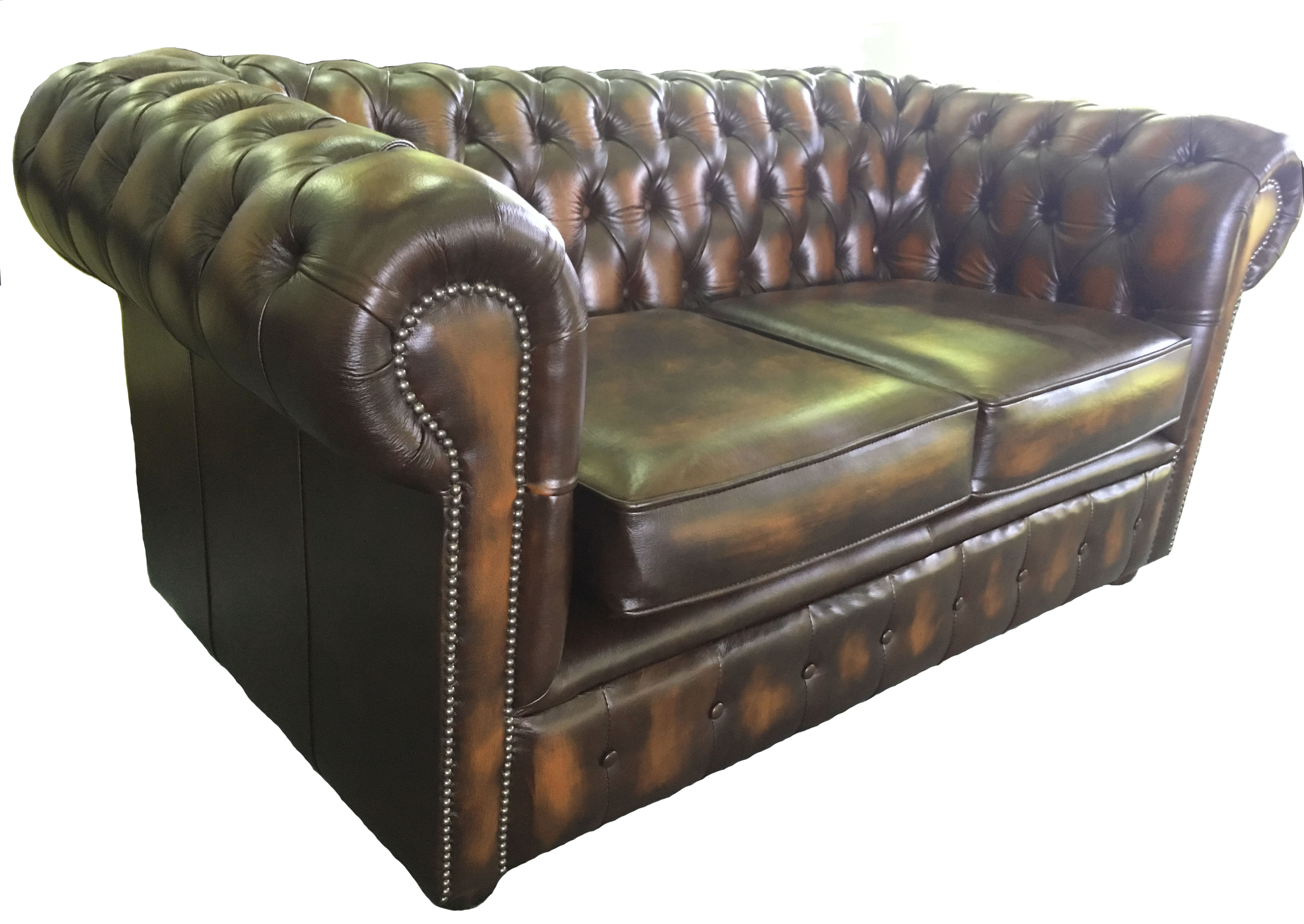 vintage brown leather 2 seater sofa