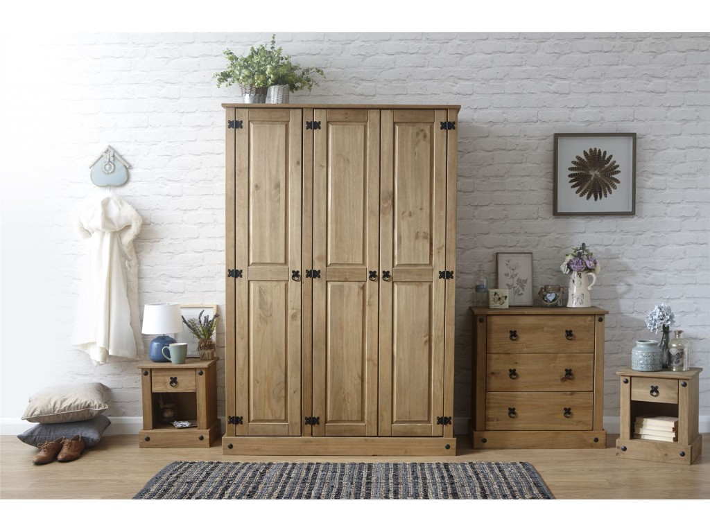 Inca Mexican 4 Piece Set Wardrobe 3 Drawer Chest Pair Of