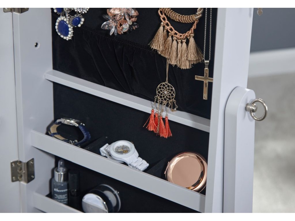 Grey LED Illuminating Amore Mirror Jewellery Storage Cabinet