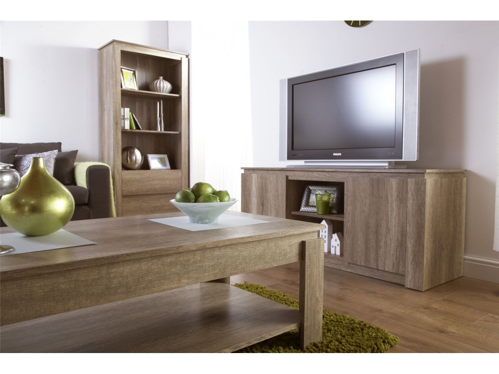 living room oak shelves
