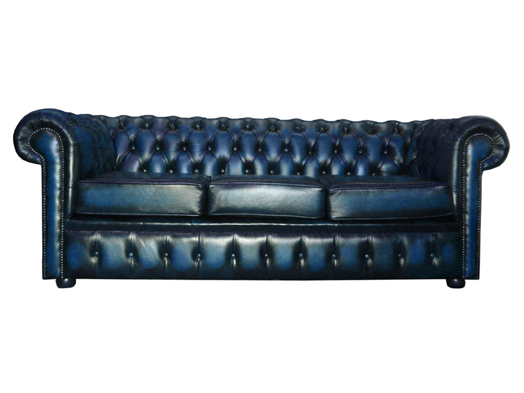 blue leather sofa bed