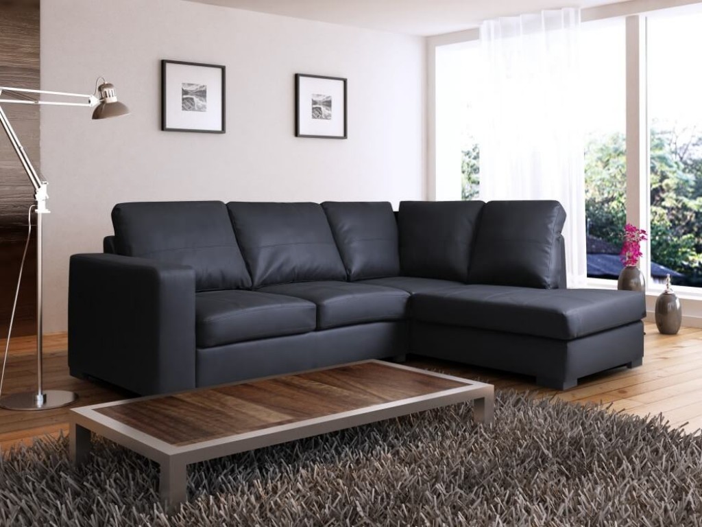 ashmore leather corner sofa black right hand facing
