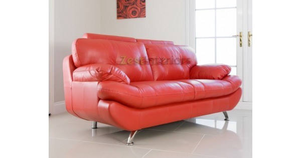 red leather 2 seater sofa